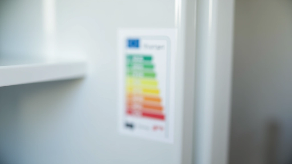 Étiquette d'efficacité énergétique européenne (classe A+++) sur un réfrigérateur moderne, montrant les économies d'électricité