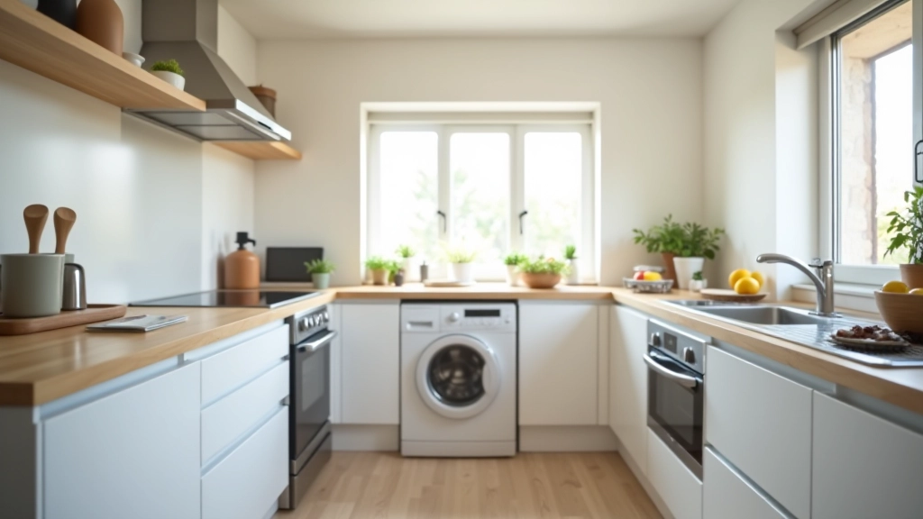 Cuisine moderne avec appareils électroménagers efficaces énergétiques